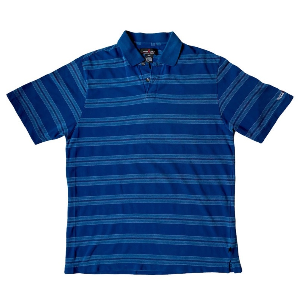 Men’s Weir Golf Collection Golf Polo Shirt Blue Stripes - Size Medium